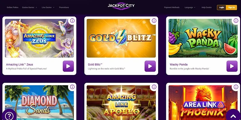 Jackpot City Casino NZ homepage screenshot